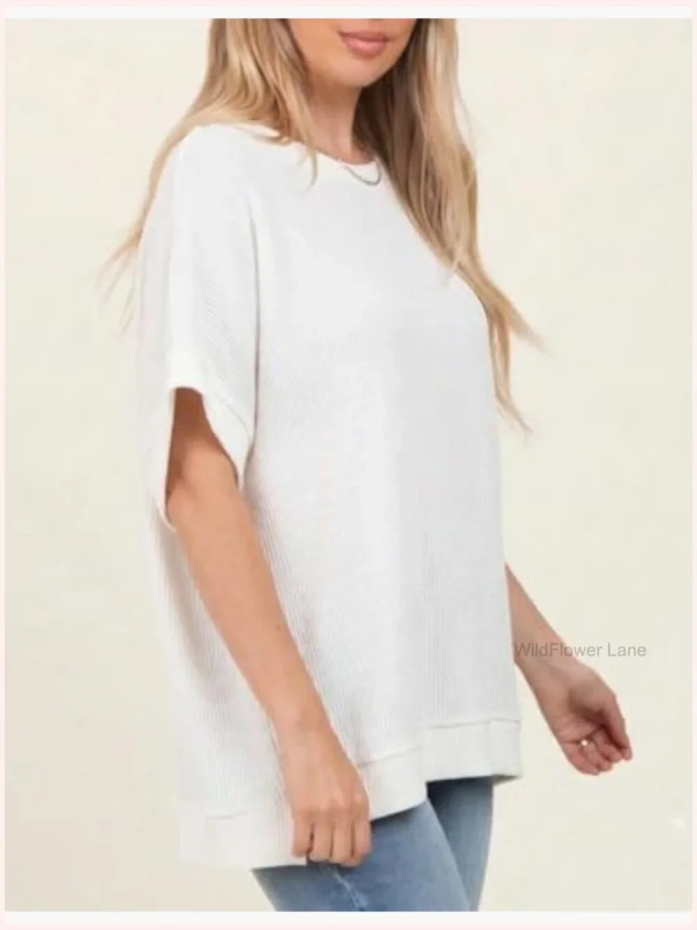 Oversized Batwing Short Sleeve Tunic Tee Loose Casual Top
